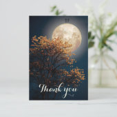 Silhouette Liebe Pärchen auf dem Mond Dank Karte (Stehend Vorderseite)