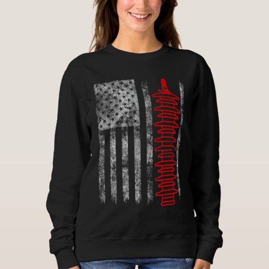 Silhouette Lightning Arrester American Flag Linema Sweatshirt (Vorderseite)