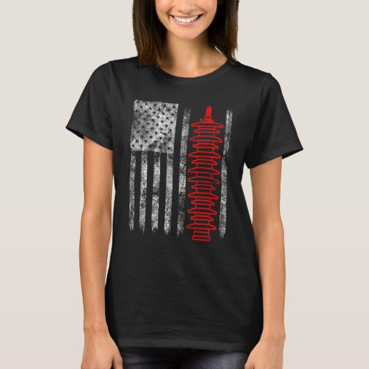 Silhouette Lightning Arrester American Flag Linema T-Shirt (Vorderseite)