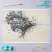 Silhouette Lion Head in Tree Decoupage Seidenpapier (Basteln)