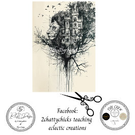 Silhouette Lion Head in Tree Decoupage Seidenpapier