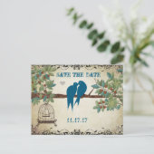 Silhouette Love Birds Bird Cage Tree Save the Date Ankündigungspostkarte (Stehend Vorderseite)