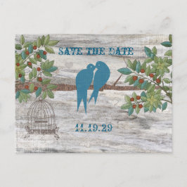 Silhouette Love Birds Bird Cage Tree Save the Date Ankündigungspostkarte