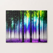 Silhouette Lush Forest Purple Blumen Puzzle (Horizontal)