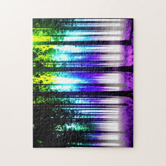 Silhouette Lush Forest Purple Blumen Puzzle (Vertikal)