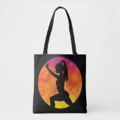 Silhouette Mädchen Workout Mond Tasche (Vorderseite)