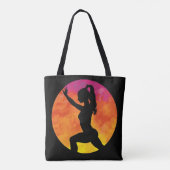 Silhouette Mädchen Workout Mond Tasche (Rückseite)
