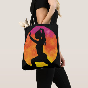 Silhouette Mädchen Workout Mond Tasche