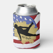 Silhouette Male Gymnast - Amerikanische Flagge Dosenkühler (Kanne Vorderseite)
