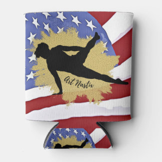 Silhouette Male Gymnast - Amerikanische Flagge Dosenkühler
