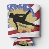 Silhouette Male Gymnast - Amerikanische Flagge Dosenkühler (Rückseite)