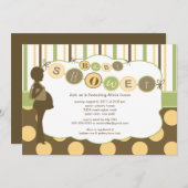 Silhouette Mama Baby Dusche Boy oder Girl Brown Einladung (Vorne/Hinten)