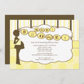 Silhouette-Mama-Baby-Duschen-Jungen-Mädchen gelbes Einladung (Vorne/Hinten)