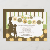 Silhouette Mama Babydusche Grün Braun Einladung (Vorne/Hinten)