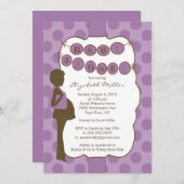 Silhouette Mama Babydusche Lila Brown Einladung (Vorne/Hinten)