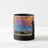 SILHOUETTE MAN WANDERN DURCH DESASTER RUINS ART TASSE (Zentrum)