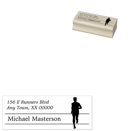 Silhouette Männliche Runner-Rücksendeadresse Gummistempel (Stempel)