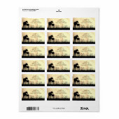 Silhouette Mare and Foal in a Field Horse Address Adressaufkleber (Vorne)