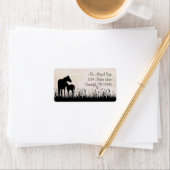 Silhouette Mare and Foal in a Field Horse Address Adressaufkleber (Insitu)