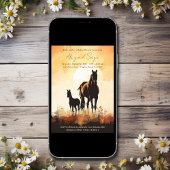 Silhouette Mare and Foal Sunset Horse Baby Dusche Einladung