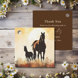 Silhouette Mare and Foal Sunset Horse Baby Dusche Geschenkanhänger