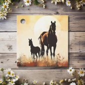 Silhouette Mare and Foal Sunset Horse Baby Dusche Geschenkanhänger