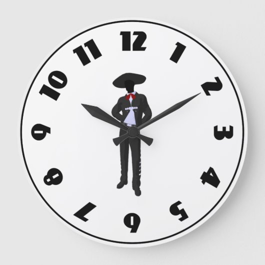 Silhouette Mariachi Clock Große Wanduhr (Vorderseite)