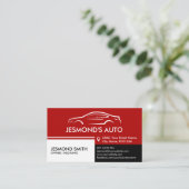 Silhouette - Mechanische Reparatur des Auto Rot Visitenkarte (Stehend Vorderseite)