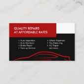 Silhouette - Mechanische Reparatur des Auto Rot Visitenkarte (Rückseite)