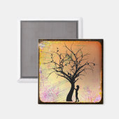 Silhouette Megnat für Frauen und Bäume Magnet (Vorderseite/Rückseite)