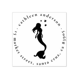 Silhouette Mermaid Runde Name und Rücksendeadresse Gummistempel