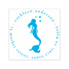 Silhouette Mermaid Runde Name und Rücksendeadresse Permastempel