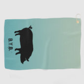 Silhouette mit benutzerdefiniertem Text Golfhandtuch (Horizontal)