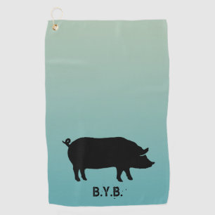 Silhouette mit benutzerdefiniertem Text Golfhandtuch