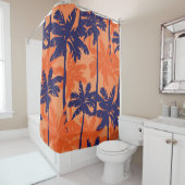 Silhouette mit blauer Palme, orangefarbener Hinter Duschvorhang (Beispiel)