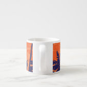 Silhouette mit blauer Palme, orangefarbener Hinter Espressotasse (Rückseite)