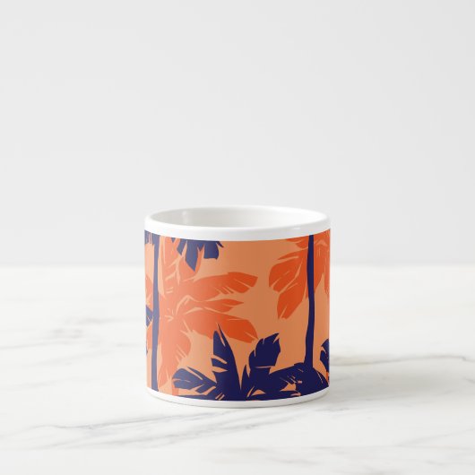 Silhouette mit blauer Palme, orangefarbener Hinter Espressotasse (Vorderseite)