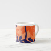 Silhouette mit blauer Palme, orangefarbener Hinter Espressotasse (Vorderseite Rechts)