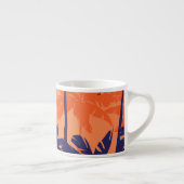 Silhouette mit blauer Palme, orangefarbener Hinter Espressotasse (Rechts)