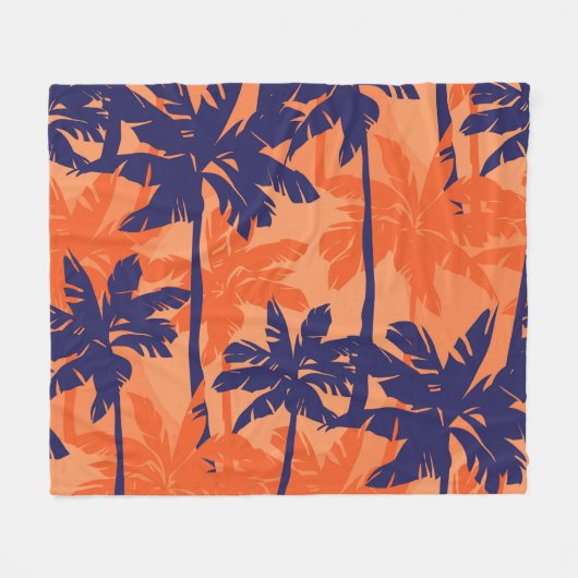Silhouette mit blauer Palme, orangefarbener Hinter Fleecedecke (Vorderseite (Horizontal))