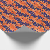 Silhouette mit blauer Palme, orangefarbener Hinter Geschenkpapier (Ecke)