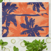 Silhouette mit blauer Palme, orangefarbener Hinter Geschirrtuch (Gefaltet)