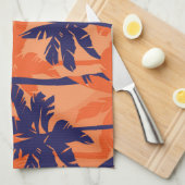 Silhouette mit blauer Palme, orangefarbener Hinter Geschirrtuch (Viertel Falte)