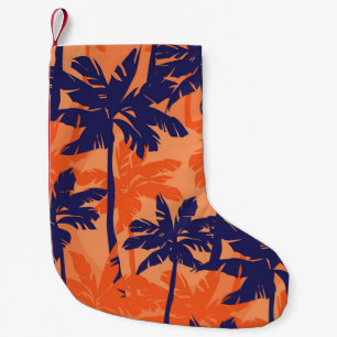 Silhouette mit blauer Palme, orangefarbener Hinter Kleiner Weihnachtsstrumpf