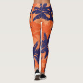 Silhouette mit blauer Palme, orangefarbener Hinter Leggings (Rückseite)
