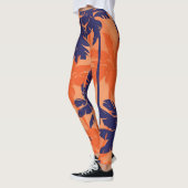 Silhouette mit blauer Palme, orangefarbener Hinter Leggings (Links)