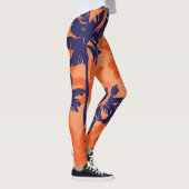 Silhouette mit blauer Palme, orangefarbener Hinter Leggings (Rechts)