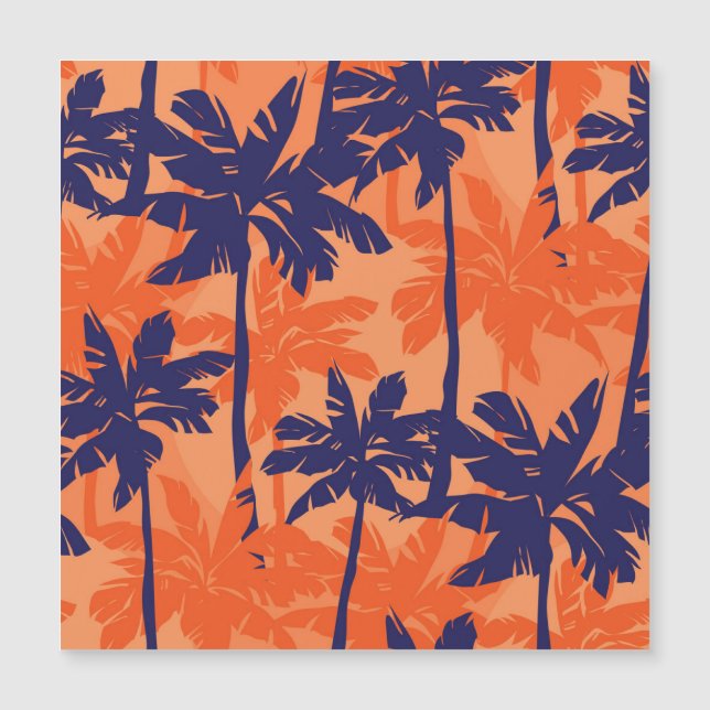 Silhouette mit blauer Palme, orangefarbener Hinter Magnetkarte (Vorderseite)
