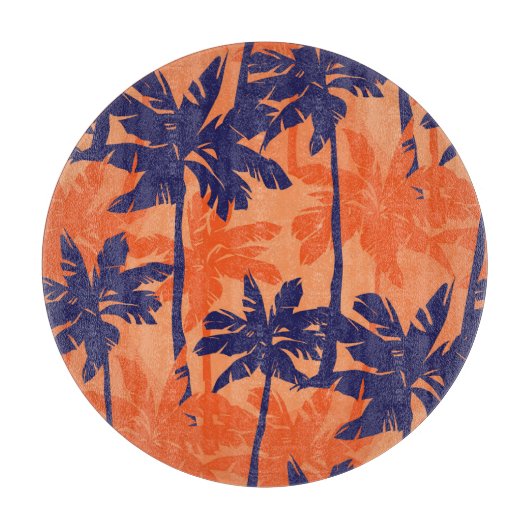 Silhouette mit blauer Palme, orangefarbener Hinter Schneidebrett (Vorderseite)
