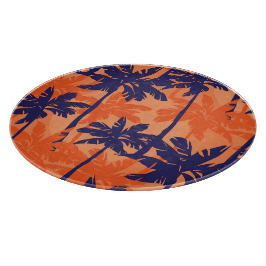 Silhouette mit blauer Palme, orangefarbener Hinter Schneidebrett (Ecke)